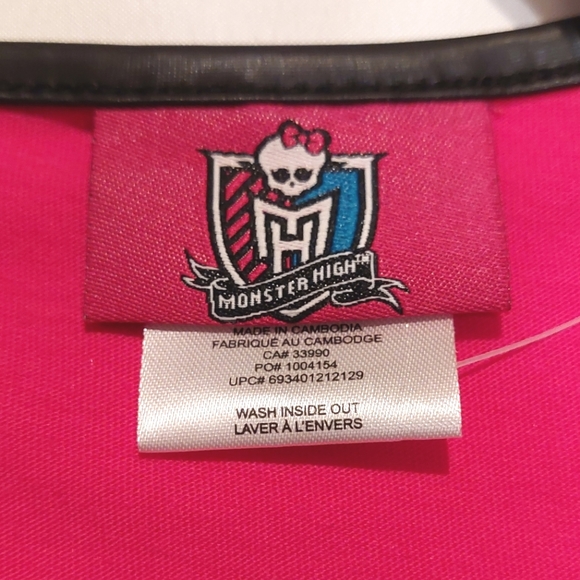 Monster High Girl's Sugar Skull Pink & Black Long Sleeved Top NWT Size XL(16) - Picture 3 of 8